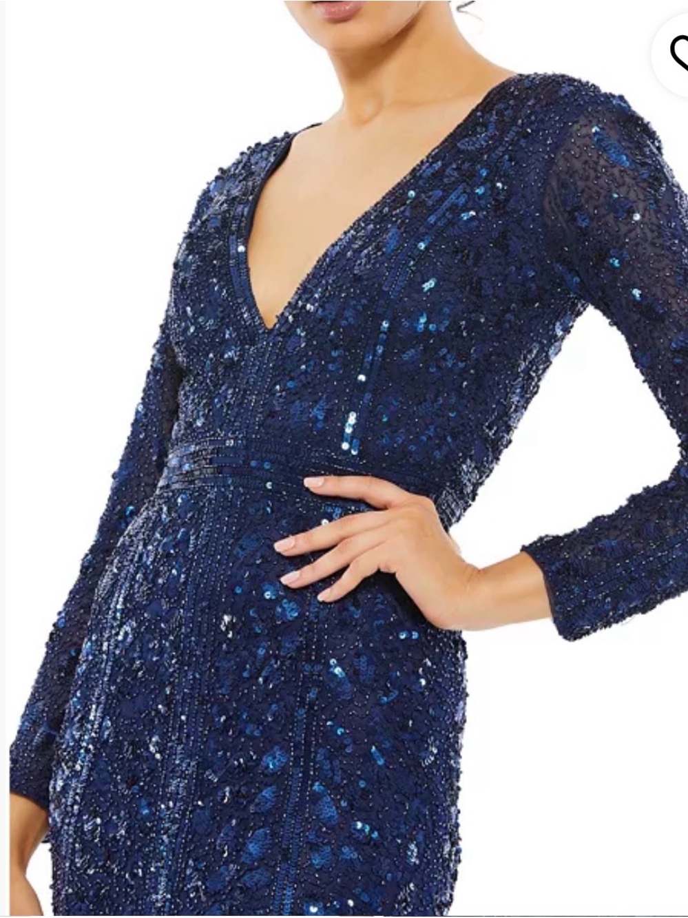 Mac Duggal embellished evening gown, size 6, midnight navy blue, formal - Picture 2 of 11
